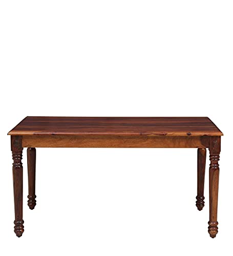 Image of JEENWOOD Wooden Dining Table 6 Seater | Solid Wood Dining Table with Chairs | Sheesham Wood | Dining Table and 6 Chairs | Home & Dining Room Furniture | Grey Cushion| Natural Teak Finish