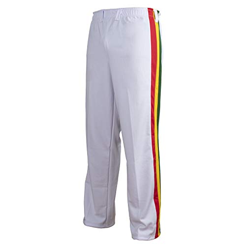 JL Sport Authentic Brazilian Capoeira Martial Arts Pants - Unisex/Children's (White, Jamaican, Reggae Themed) 11-12 Yrs4