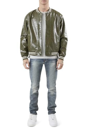 Forever 21 Men's Faux Croc Varsity Bomber Jacket4