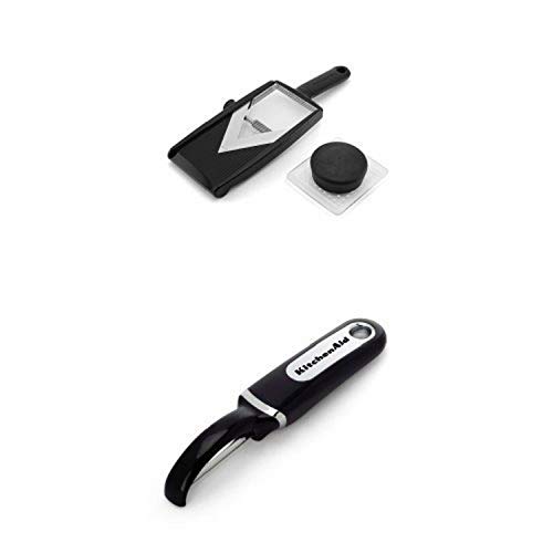 KitchenAid Adjustable Hand-Held V-Blade Mandoline Slicer and Euro Peeler Set, Black