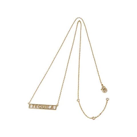 Benian Womens Fashion Tequila Word Bar Necklace-Word Charm Pendant Delicate Chain Jewelry Necklace (Gold) Cover