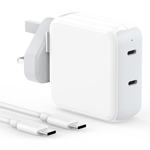67W USB C Charger Compatible with MacBook Air MacBook Pro 13 14 15 16 inch Mac Laptop 2024 iPad Pro/Air 13 11 inch M2/M4 65W Dual USB C Power Adapter with 2M/6.6FT USB C to C Cable