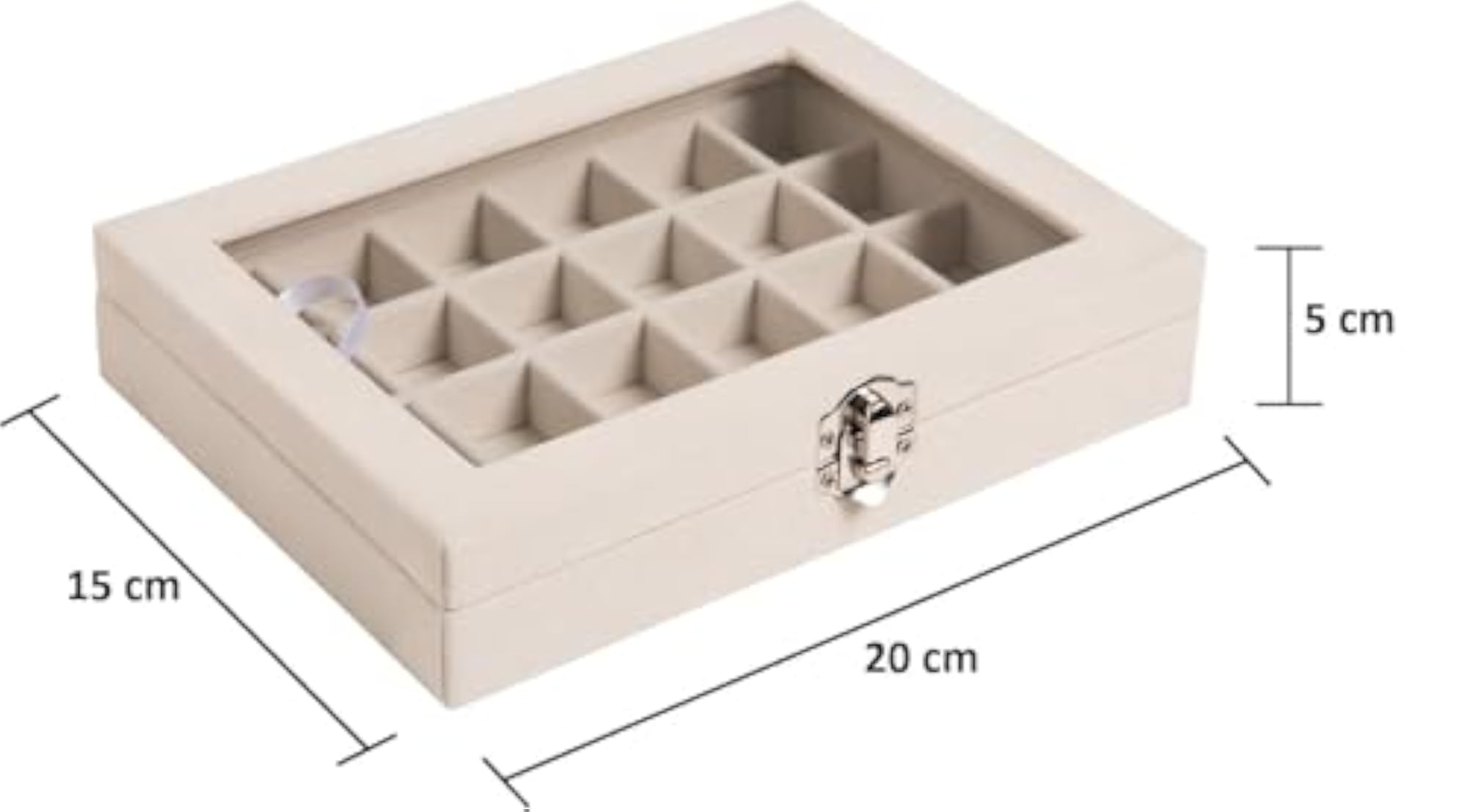 Velvet Jewelry Tray, 24 Grid Organizer with Clear Lid