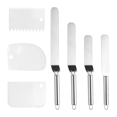 3 spatole da pasticceria, 1 spatola dritta, 3 spatole piccole, utensili da cucina, utensili da cucina in acciaio inox, spatola per torte, spatola liscia