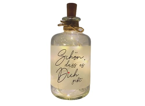 Farbwuselei LED Flaschenlicht mit Spruch - Schön, dass es Dich gibt -...