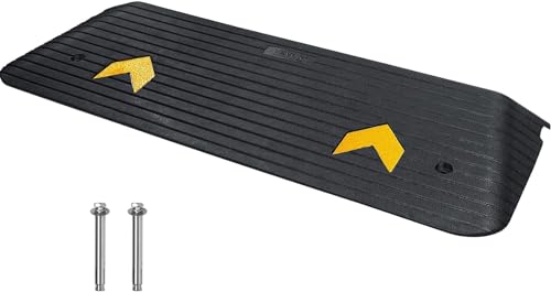 VEVOR 2 Rise Threshold Ramp Doorway Recycled Rubber Power Wheelchair Ramp 3.64 Feet Long 33069Lbs Load Capacity Non-Slip Surface Rubber Solid Threshold Ramp for Wheelchair and Scooter