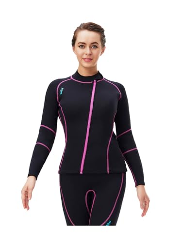 Chaqueta de traje de neopreno para mujer Freebily 3mm con cremallera frontal y mangas largas para buceo miniatura 2