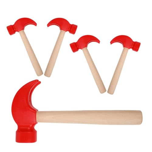 HOOTNEE 5pcs Wooden Hammer for Montessori Fine Motor Skill Development Safe Simulation Hammering Play Tools Enhances Hand Eye Coordination