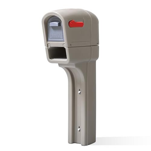 Step2 MailMaster Plus Mailbox, Easy to Install, Newspaper Holder, Heavy-Duty Plastic, Weather Resistant, Stone Gray
