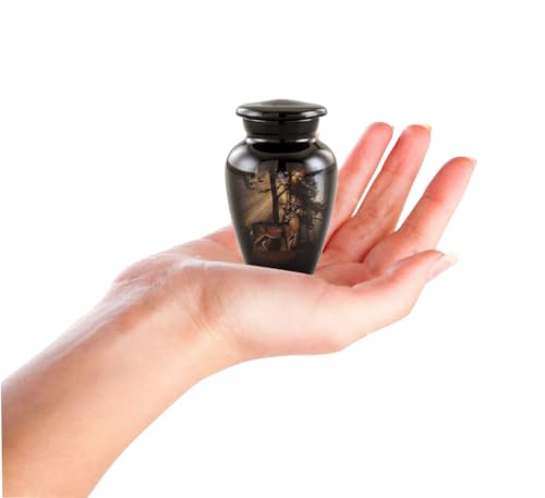 Image of Gone Hunting Deer Keepsake Urn with Sunrays - Majestic Buck Mini Memorial Urn for Human Ashes - Handcrafted Sharing Token Funeral Urn with Velvet Bag & Funnel (Keepsake)