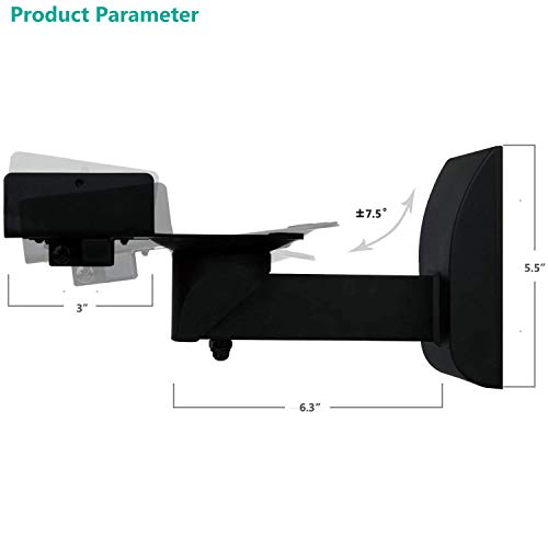 WALI Dual Side Clamping Bookshelf Speaker Wall Mounting Bracket for Large Surrounding Sound Speakers, Hold up to 55 lbs. (SWM201), Black