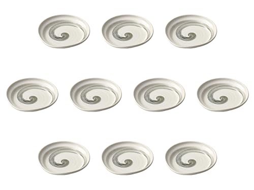 Set of 10, Black Swirl Twist 4.0 Plates, 5.4 x 5.3 x 1.0 inches (13.8 x 13.5 x 2.5 cm) | Small Plates Setomonohonpo