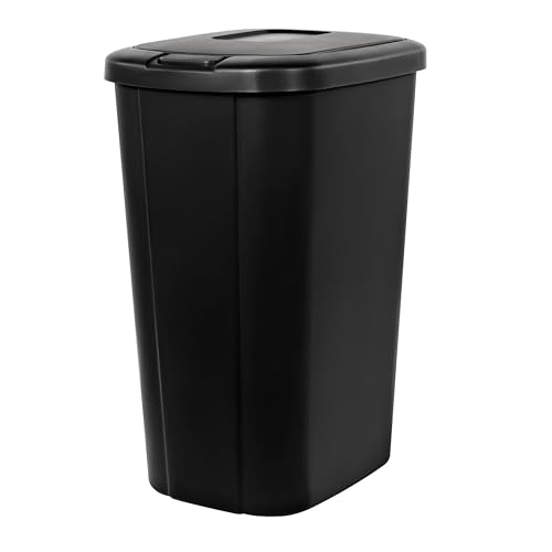 Flip-Top Trash can 13.3 Gallon Trash Can, Plastic Touch Top Suitable Trash Can for Kitchen, Backyard, Living Room and Office (Black)