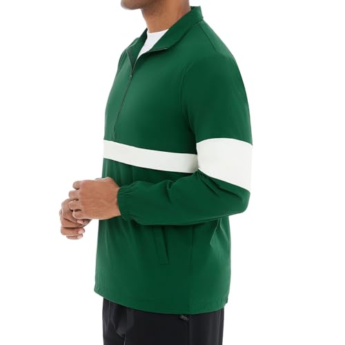 Image of EDITCOZY Men's Lightweight Quarter Zip Pullover Casual Windbreaker for Running Golf Jackets with 3 Pockets