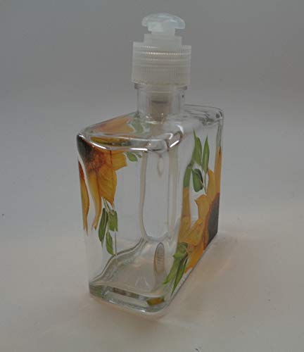 Image of Hand painted Soap /Lotion Dispenser with Sunflowers Hand Painted dispenser with pump free shipping
