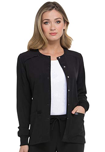 Dickies Eds Essentials Women Warm Up Scrubs Jacket Snap Front Dk305, M, Black #TOP18
