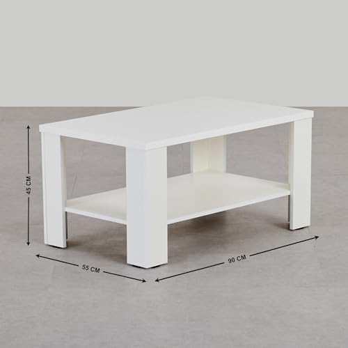Image of Home Centre | Clary | Engineered Wood | Center Table | Coffee Table | White | 1 Year Warranty