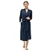Produktbild ZENAPHYR Langer Morgenmantel Damen - S Dunkelblau - Loungewear Damen 100% Baumwolle - OEKO-TEX® zertifiziert - Hausmantel 2 Taschen, Gürtel - weich und bequem