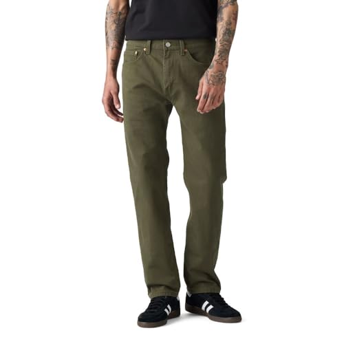 Levi's Men's 505 Regular Fit Jeans, (New) Olive Night Denim (Stretch)
