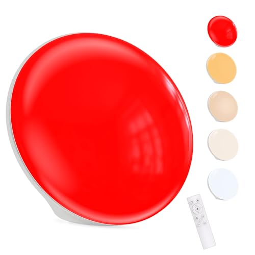 670nm Red Light Therapy Sleep Device & 10,000 Lux Sun Lamp – Dual Function Sleep Aid and Sunlight Lamp, Red Night Light Lamp to Support Deep Relaxation and Improve Sleeping for Adult & Kid Bedroom