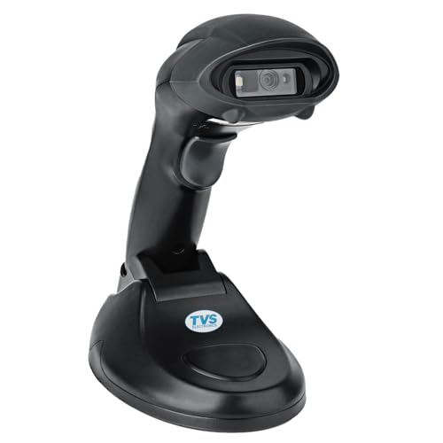 Image of TVS Electronics BS-i203s BT Lite 2D Barcode Scanner | 2.4GHZ Receiver & Bluetooth BLE 4.0 Wireless High-Speed Barcode Reader Machine |Express Speed of 300 scans per Second | Easy Charging via Cradle
