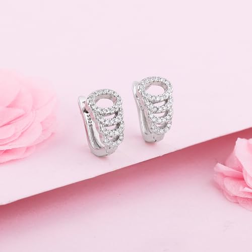 GIVA 925 Silver Zircon Elegant Loop Earrings | Gifts for Girlfriend, Gifts for Women and Girls | With Certificate of Authenticity and 925 Stamp | 6... - Image 5