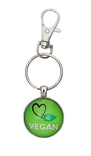 Preisvergleich Produktbild Schlüsselanhänger, Taschenschmuck, Vegan-Symbol, mit Karabinerhaken