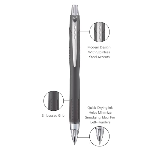 Image of Uni-Ball Jetstream RT Ballpoint Pen, Fine Point (0.7mm), Off Black Barrel, Black Ink, 6 Pens