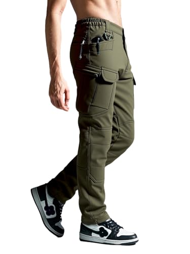 Men's Tactical Cargo Pants, Waterproof Winter Work Pants, Multi-Pocket Outdoor Hiking Pants, Khaki3