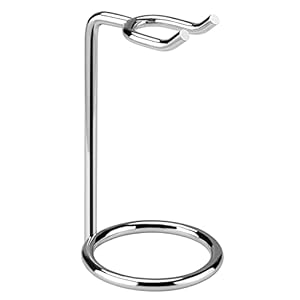 Linkidea Rasiererhalter mit kurzem Griff, Edelstahl, Deluxe Reise-Rasiererhalter für Herren, NUR kompatibel mit Rasierern mit einem Griff von weniger als 8,9 cm (Silber/Chrom poliert)