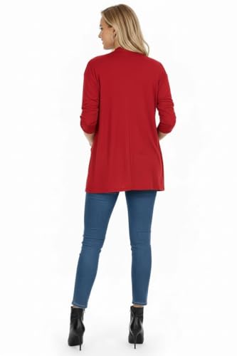 Image of ToBeInStyle Womens Open Front Long Sleeve Lightweight Asymmetrical Draped Cardigan with Side Pockets