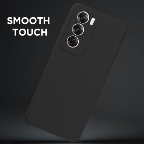 Image of Outlouders Back Cover for Oppo Reno 12 5G | Camera Protection | Durable Soft Matte Silicone Bumper Case (Black)