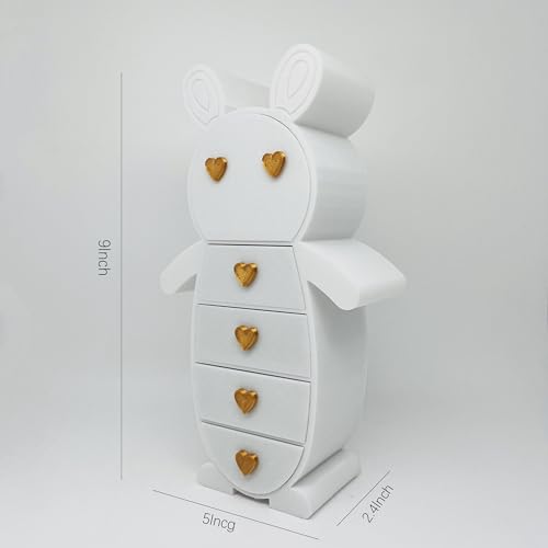ZYXSSRY Mini Rabbit-Shaped Desktop Organizer with 5 Drawers - Cute Storage Solution for Kids and Girls' Room Decor, Perfect for Holding Small Accessories and Trinkets