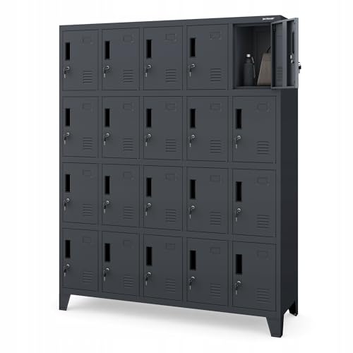 Domator Taquilla Vestuario 5B4A Armario Metalico con 20 Compartimentos Ranuras de ventilación Pintura en Polvo 172 cm x 136 cm x 45 cm