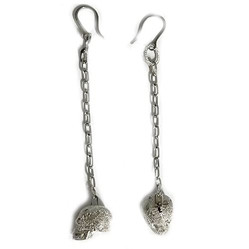 completi di sacchetto Orecchini pendenti DONNA Rebecca in bronzo teschio pendente lungo brunito