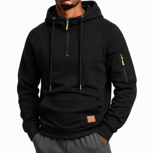 Mens Hoodies Pullover Tactical Quarter Zip Sweatshirt With Pockets - image 2
