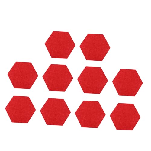 OSALADI 12pcs Hexagon Felt Message Board Self-Adhesive Felt Panel for Photo Display Wall Decoration Home Office and Classroom Easy to Install Red