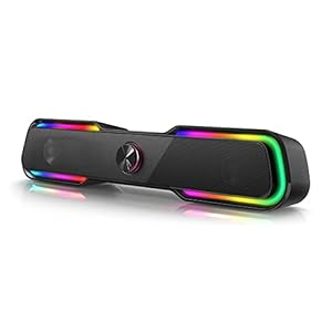 Bazivve PC Speaker, RGB Computer Soundbar Speaker for PC, HiFi Stereo Gaming Speaker with Connection for Desk or Laptop