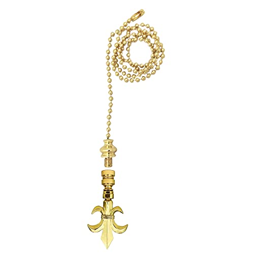 Image of Royal Designs, Inc. Fleur De Lis Finial with Fan Pull Chain, Polished Brass - Pack of 1