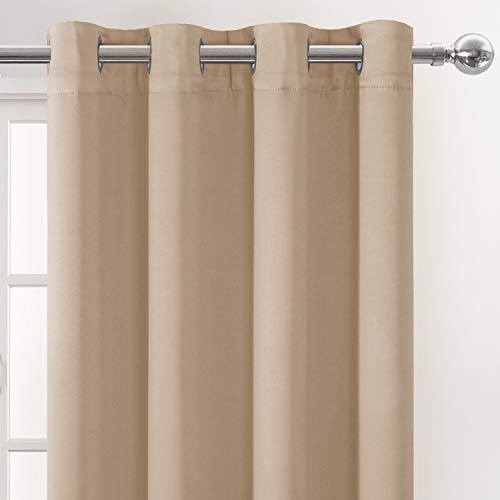 Image of DWCN Beige Curtains for Bedroom, Thermal Room Darkening Curtains for Living Room - W52 x L45 Inch Length, Set of 2