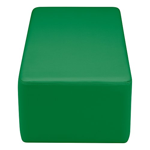 Image of Sprogs 12 inch H Structured Rectangle Stool -Flexible Modular Collaborative Soft Seating for Office, Home, Lounge and School Classrooms with Durable Frame & Set of 2 inch Casters Add-on -Green