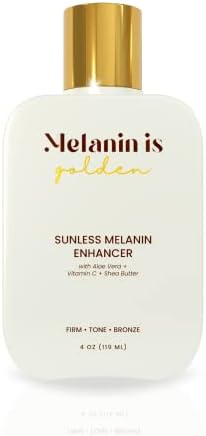 Melanin is... Sunless Melanin Enhancer | Full Body Toning Lotion, Aloe Vera, Vitamin C | Natural Sun Kissed Tan, Organic, Vegan Tanning | Fades Dark Spots, Reduces Cellulite | 4 oz