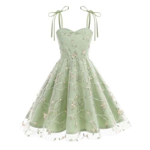 IDOPIP Embroidery Flower Girl Lace Dess for Kids Party Wedding Bridesmaid Tulle Dresses Princess Pageant Birthday Floral Gown