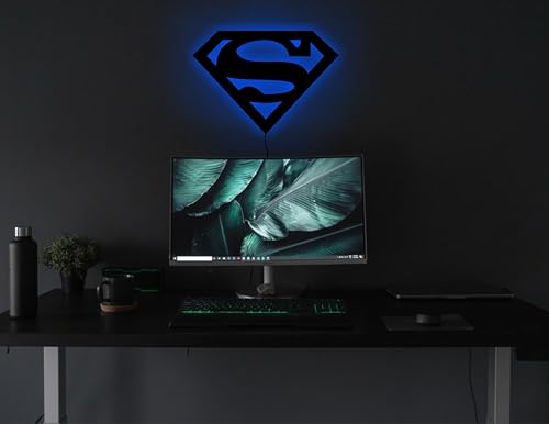 Image of AD INFINITUM Batman LED Wall Lamp, Comic Lover, Bat Cave, Night Lamp, for Gift, Kids Room, Gaming Setup, Gaming Room, Man Cave (Superman)
