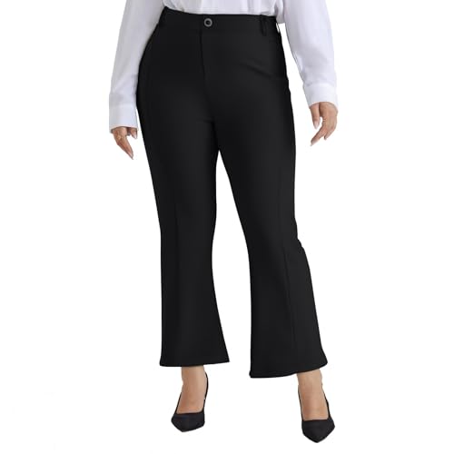 Women's Plus Size Work Pants High Waisted Wide Leg Dress Pants Office Business Casual Slacks2