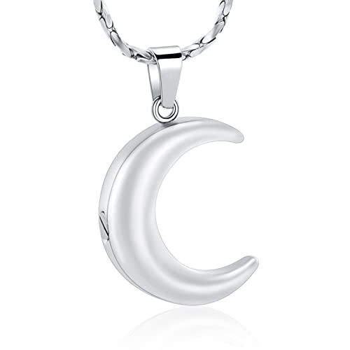 Imrsanl Cremation Jewelry for Ashes Moon Urn Necklace Stainless Steel Memorial Lockets Keepsakes Jewelry for Ashes Pendant - Fill kit