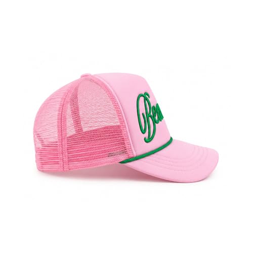Image of Embroidered Lettering Print Truck Hat Baseball Cap Trucker Mesh Snapback Hat
