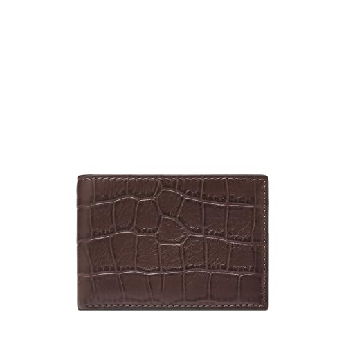 Image of Fossil Men's Front Pocket Wallet, Derrick Mink Croco, One Size