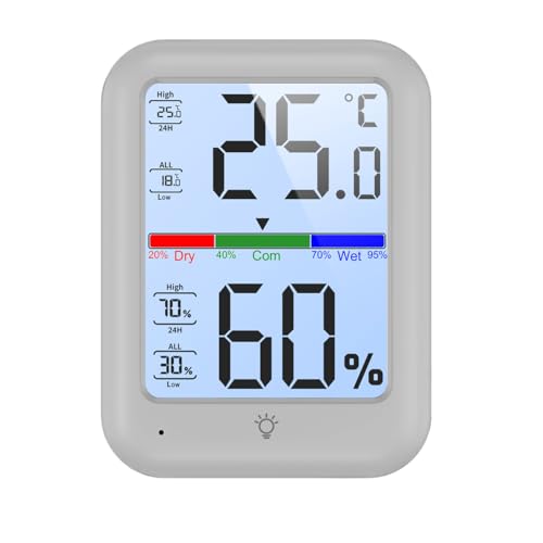 Thermomètre numérique haute précision, pour usage intérieur, grand écran LCD Écran, fonction rétroéclairage, enregistrement minimal maximal, Tabletop, aimant, conception compacte, adapté à la maison, bureau