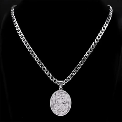 New 2025 316 Stainless Steel Saint Barbara Medallion Necklace Silver Color Pendant Men Catholic Religion Necklaces Jewelry Santa Bárbara With For You Jewelry Fashion Accessories Creative Gift2